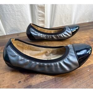 Croft & Barrow Ortho Light Ballet Flats Black Patent Leather & Metallic Size 9.5
